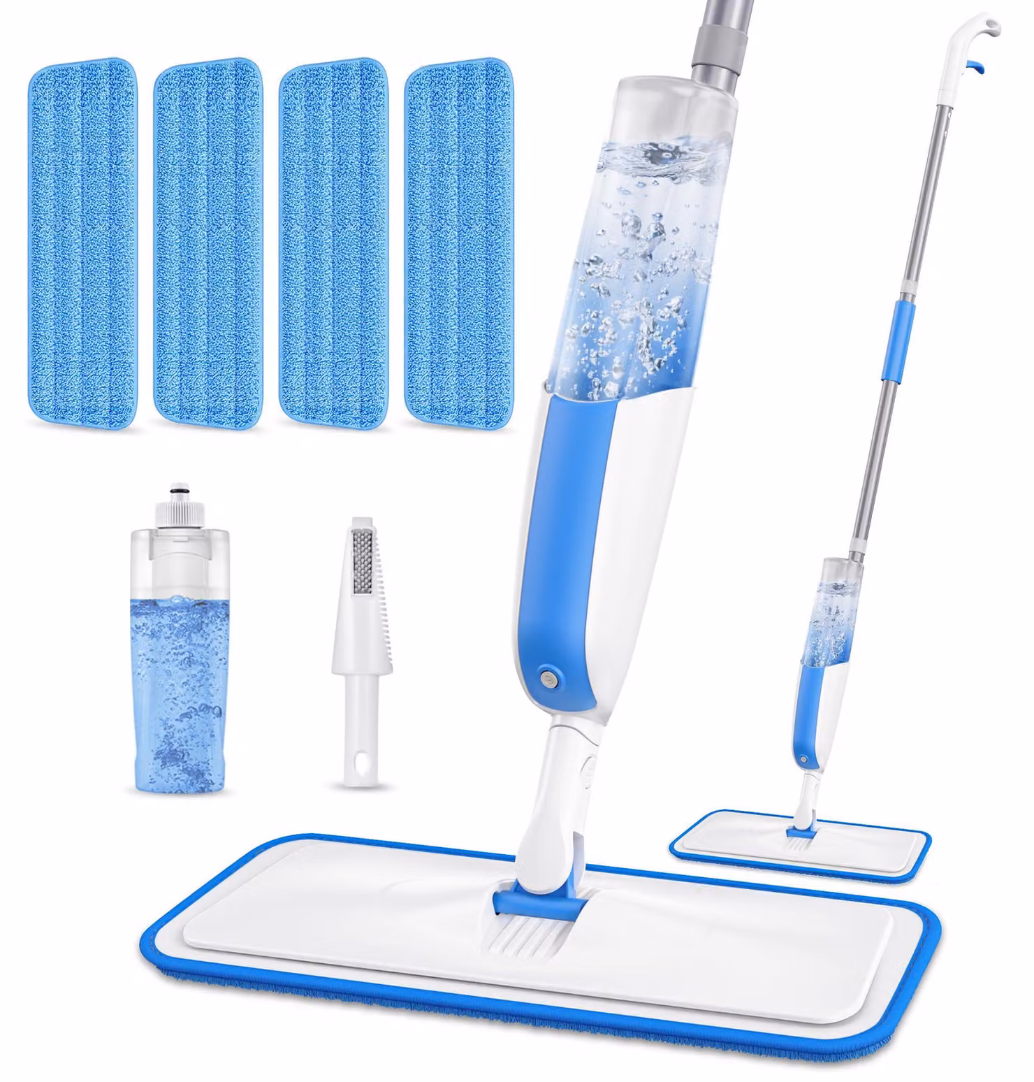 Mocio spray con 4 tamponi in microfibra lavabili, lunghezza 120 cm