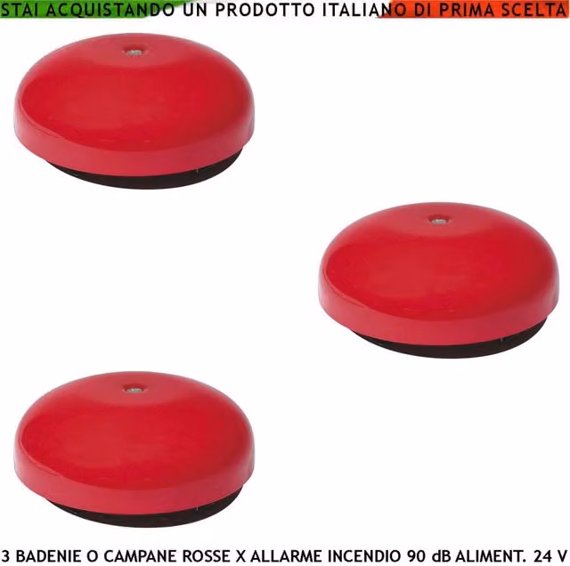Set di 3 segnalatori visivi Securvera rossi per allarme incendio in metallo con alimentazione 24 VCC