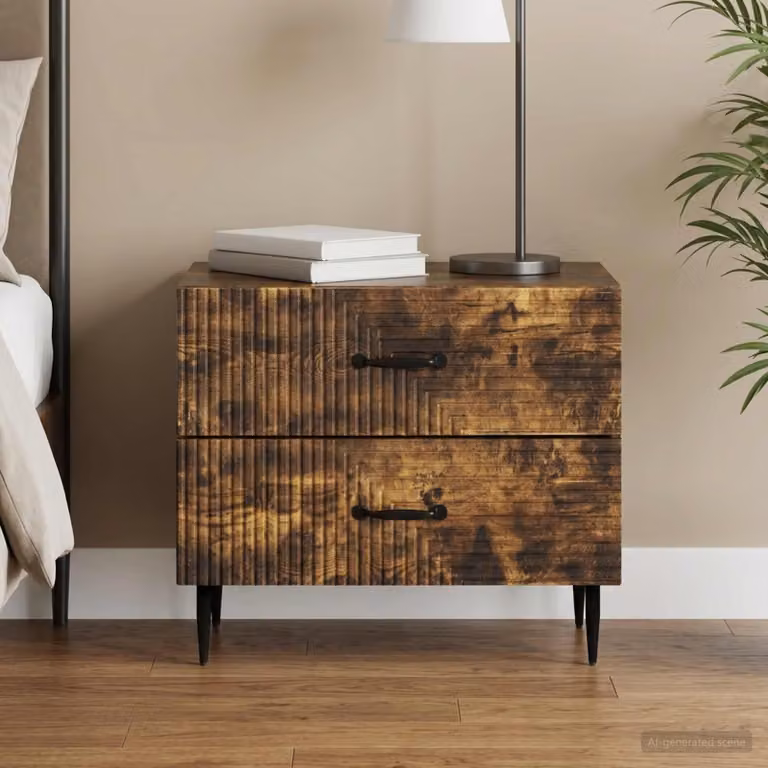vidaXL Armadio da Notte con Cassetto in Rovere Fumo, L: 62 cm, P: 34,5 cm, H: 47,5 cm