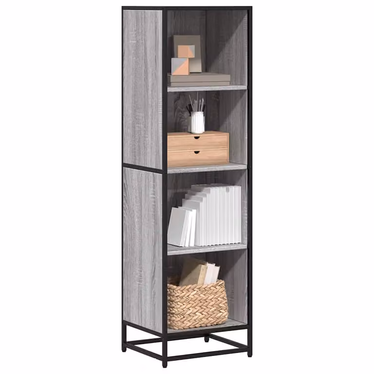 Libreria in stile industriale vidaXL in legno e metallo, Grigio, L: 40 cm, P: 35 cm, H: 139 cm