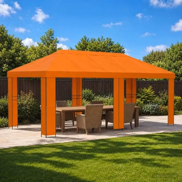 Gazebo da giardino 6 x 3 m Arancione Poliestere e Acciaio 3376015