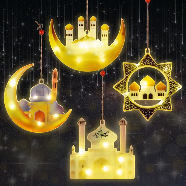 Lampada decorativa a forma di fata, tema Ramadan, color oro, con luci LED, dimensioni 6 cm, peso 100 g