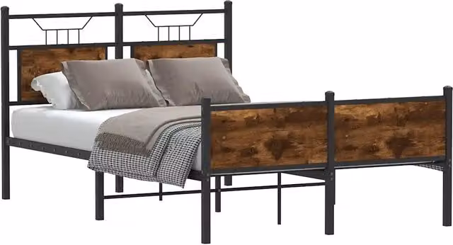 Struttura Letto Design Mania in Rovere Fumo e Metallo, L 120 x P 200 cm