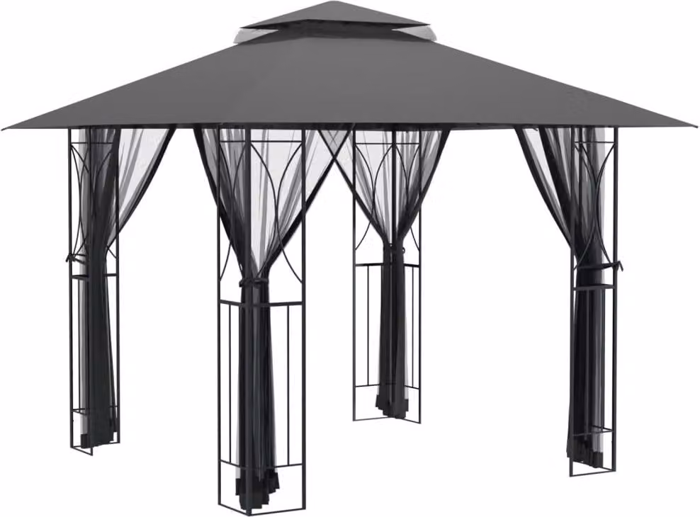 Gazebo con Pareti Laterali Antracite 300x300x270 cm Acciaio