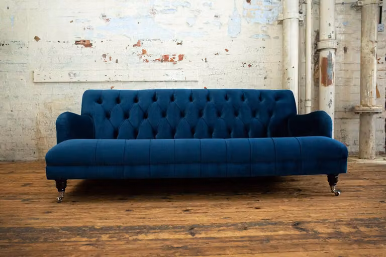 Blaue Chesterfield Sofa Couch Polster Sitzmöbel Leder Couchen