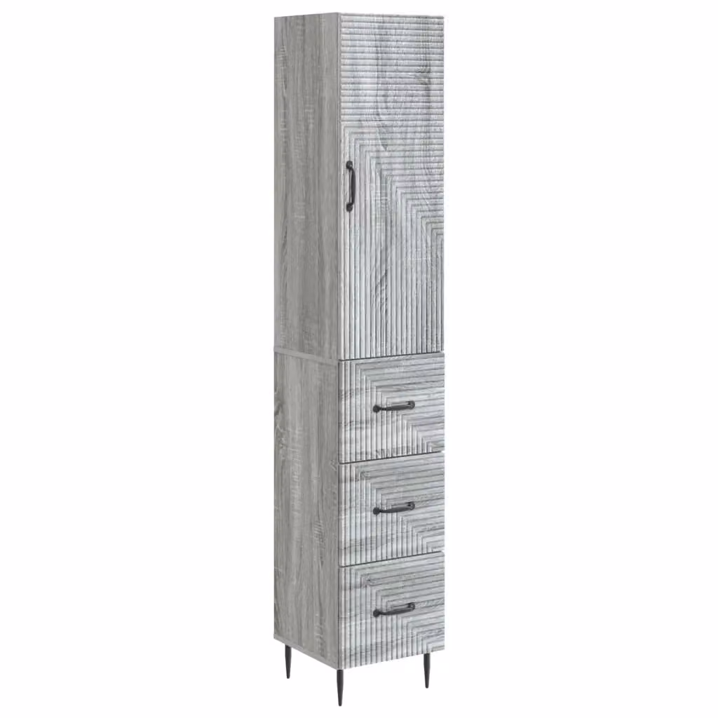 Set di 2 armadi moderni vidaXL in legno e MDF grigio opaco con ante scorrevoli e ripiani interni L: 33 cm, P: 34,5 cm, H: 90 cm – 2