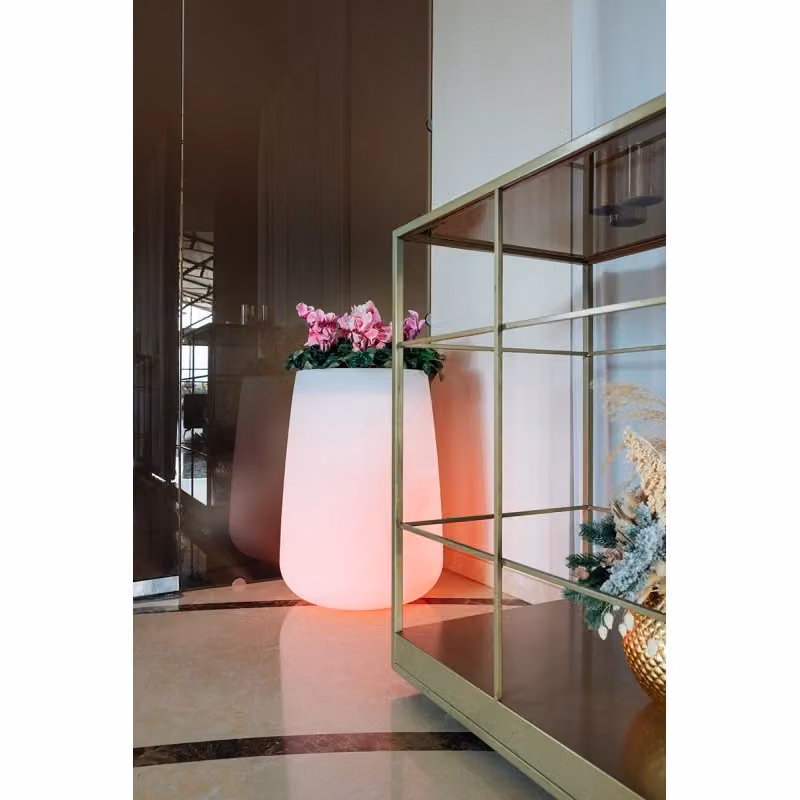 Vaso luminoso moderno Monacis in polimero con LED rosso per interno ed esterno Ø43 H75 cm – 2