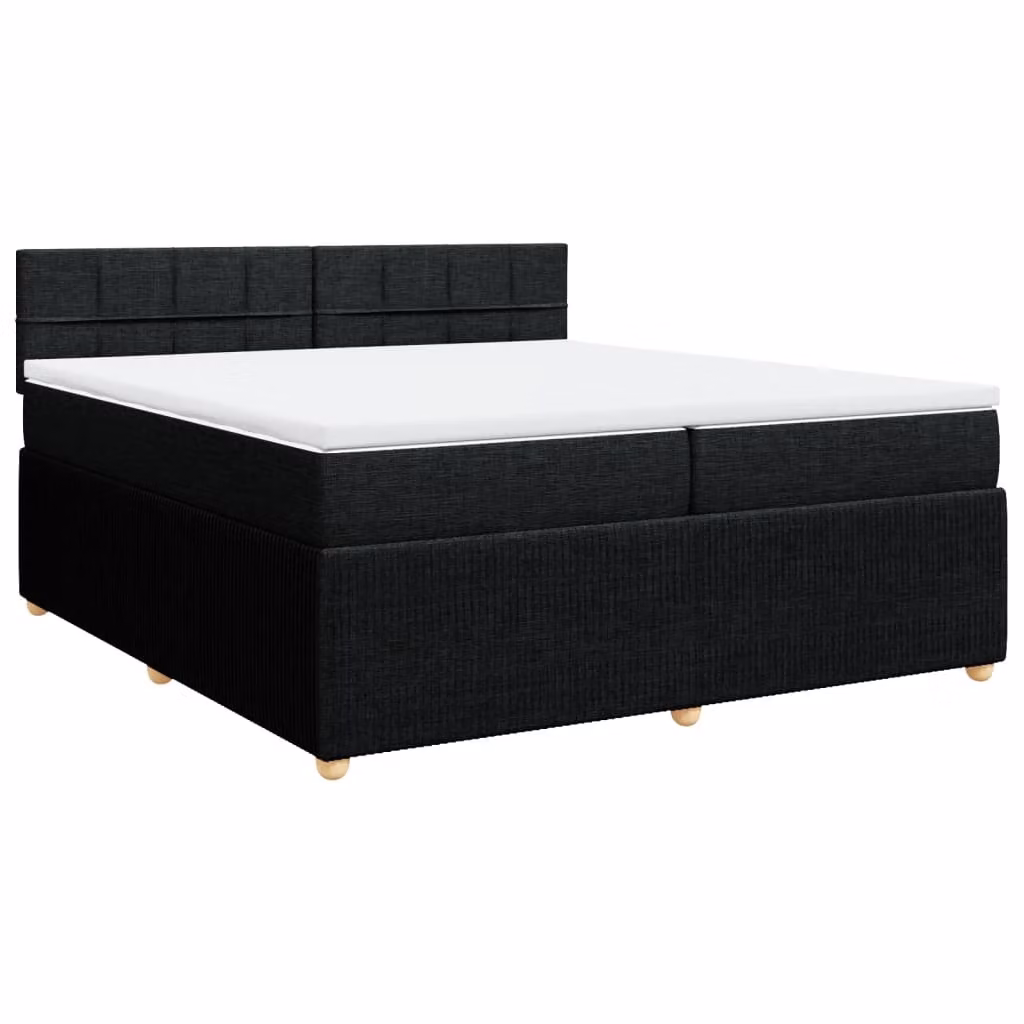 Giroletto a Molle con Materasso Nero 200x200 cm in Tessuto