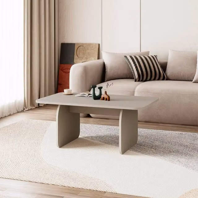 Tavolino da salotto Pietra Home Effezeta con gambe a pannello piatto, design moderno e finitura opaca, colore cashmere, L: 100 cm, P: 60 cm, H: 41,8 cm