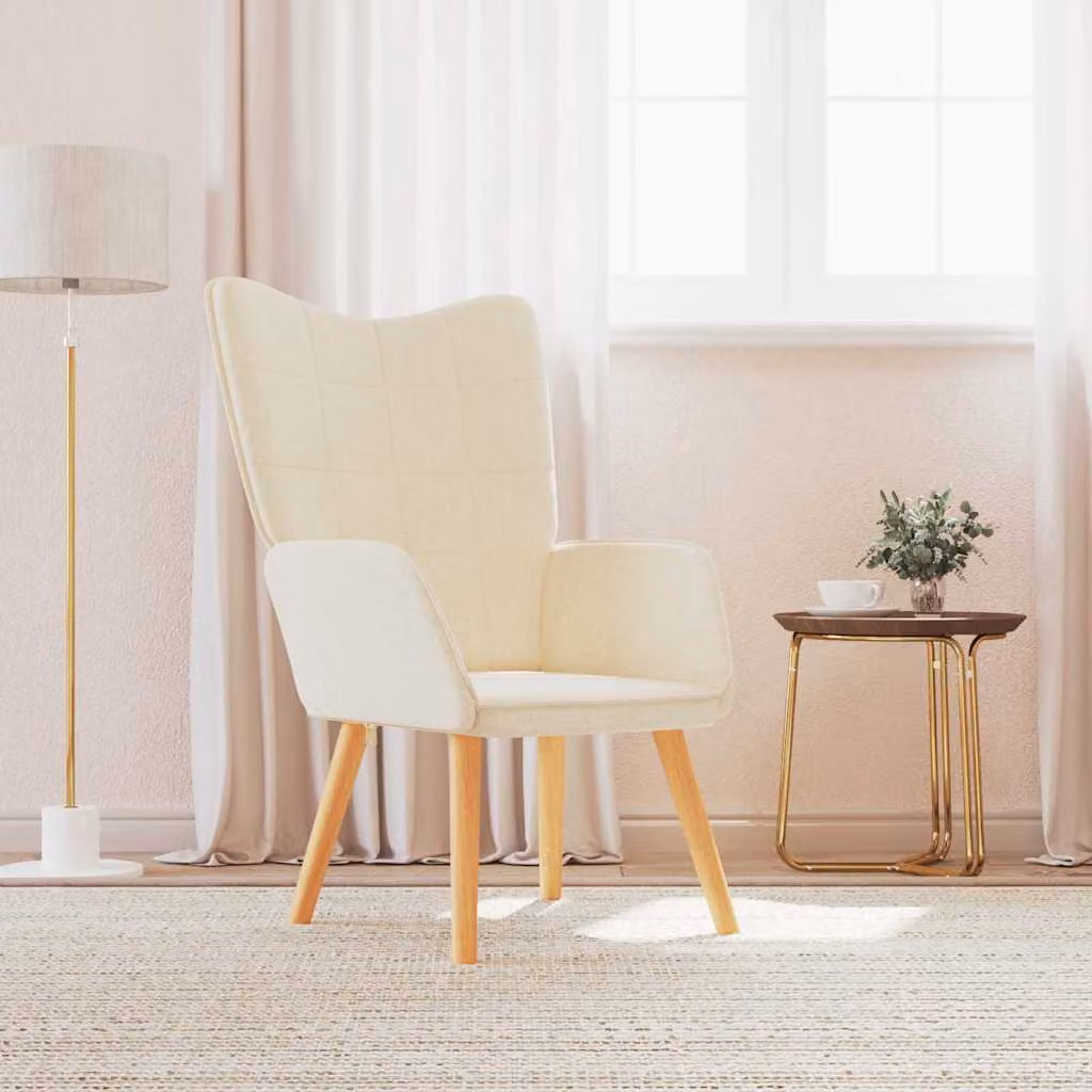 Sedia Relax vidaXL in tessuto beige con braccioli per il tuo relax in soggiorno o sala da pranzo