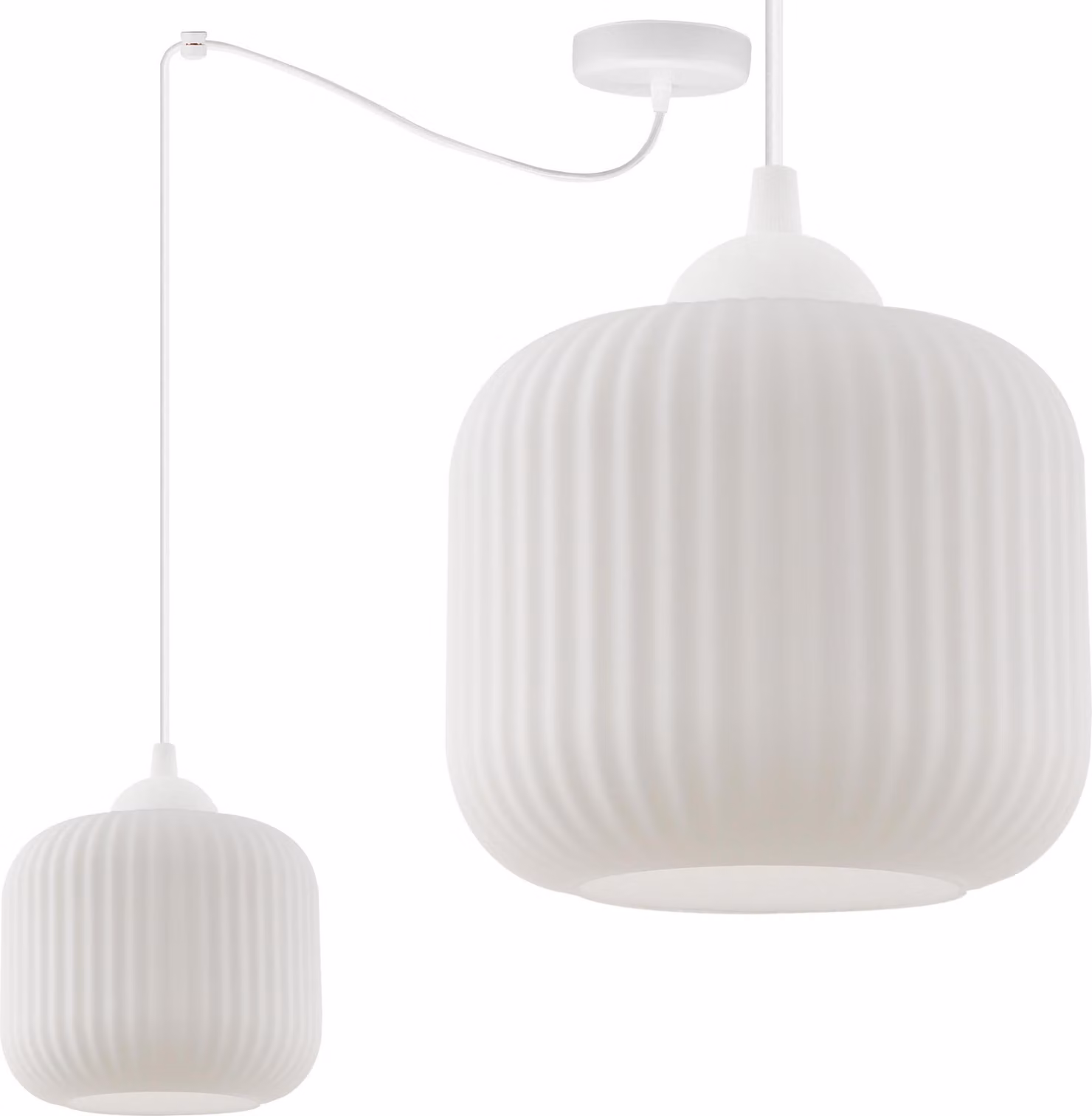 Lampada a sospensione Riffle spider white 1 luce in vetro bianco cilindro E27