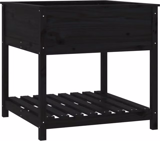 Fioriera a cassetta con mensola DESIGN IN in legno massello di pino nero L: 82,5 cm, P: 82,5 cm, H: 81 cm – 1