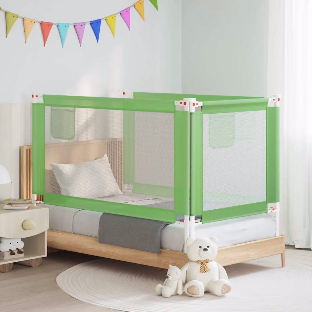 Sponda Letto di Sicurezza per Bambini vidaXL Verde in Tessuto e Metallo L: 150 cm, H: 25 cm