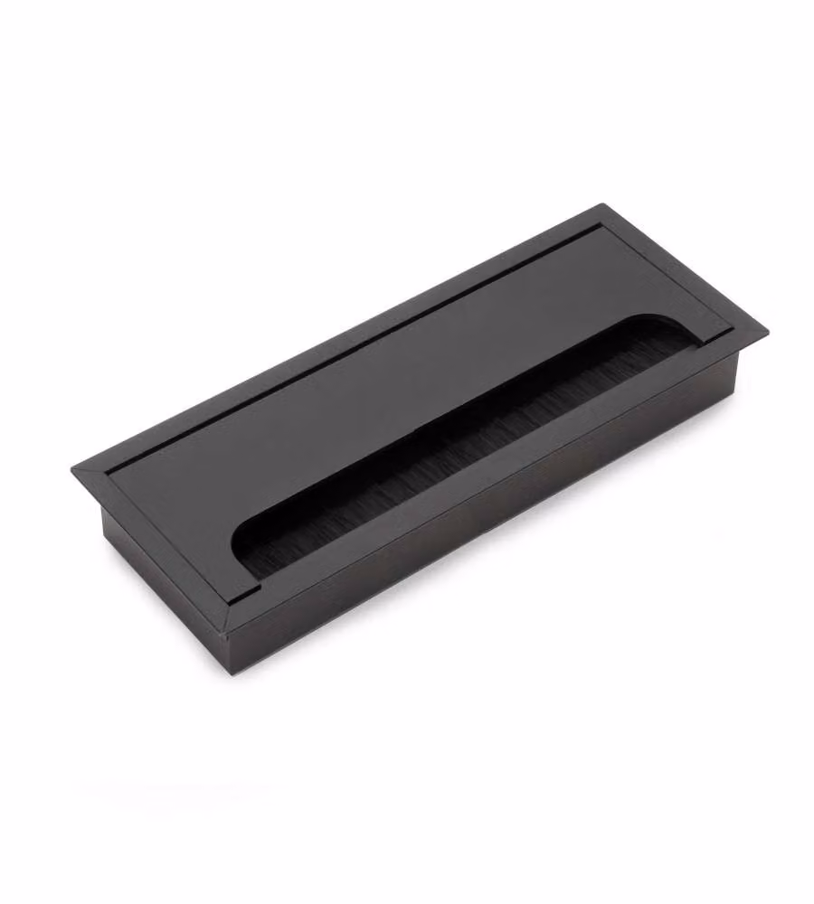 Passacavi da tavolo Emuca Quadrum, rettangolare, 269x80 mm, da incasso, Alluminio, Verniciato nero 1 UN