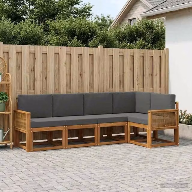Set di divani da esterno 5 pz Naturale e Antracite Poliestere 3385218