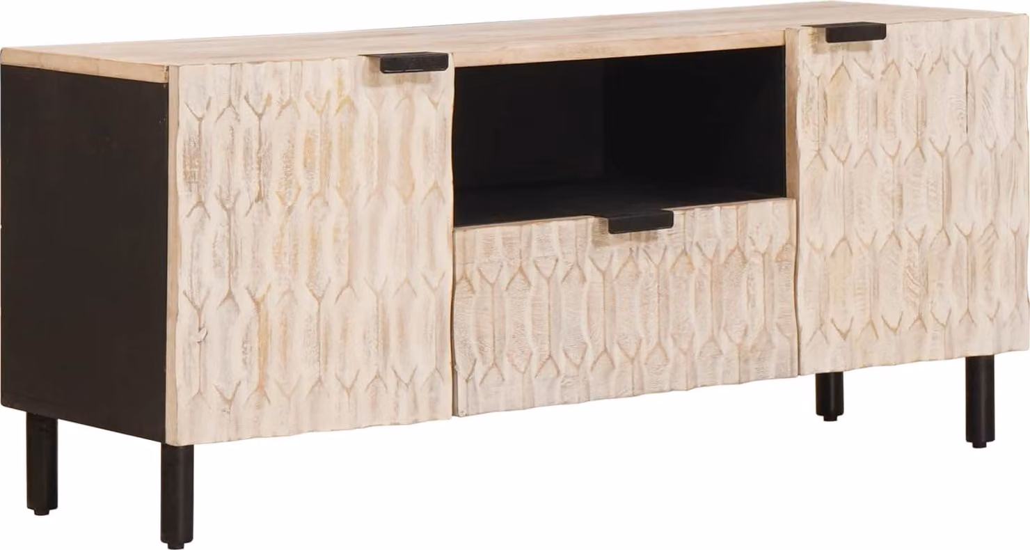Mobile TV con cassetto Finitura Bianco Lavato 105 x 33 x 46 cm