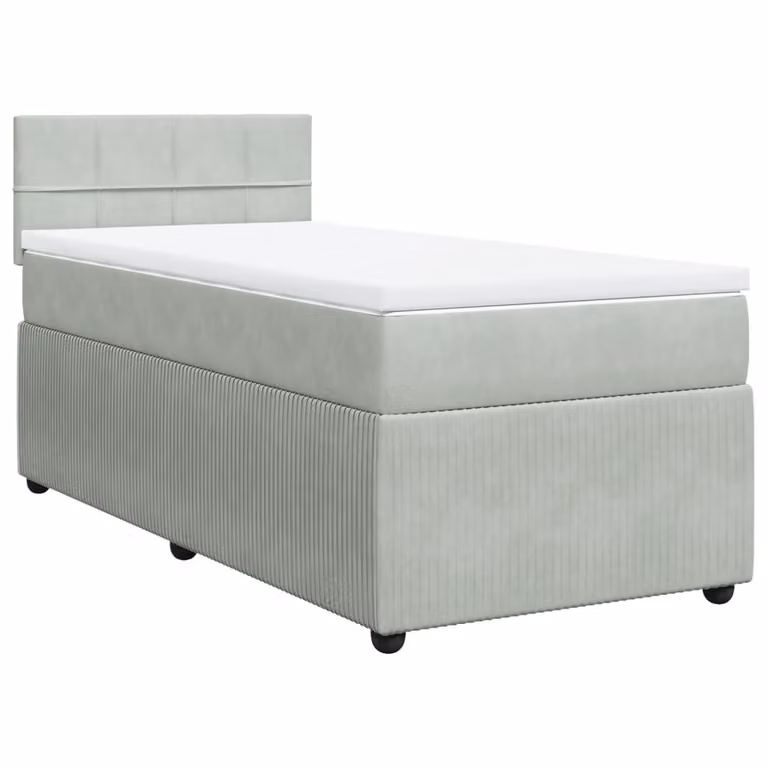 Giroletto a Molle con Materasso Grigio Chiaro 100x200cm Velluto