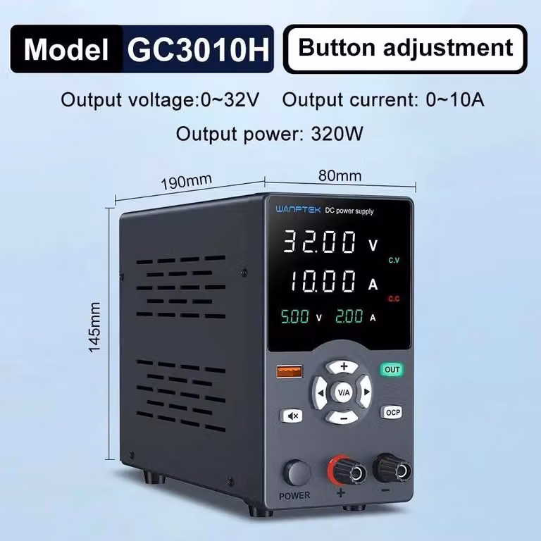 Alimentatore da laboratorio DC-Netzgerät - GC3010H 32V 10A - Alimentatore da banco - Alimentazione regolabile - Uscita singola - Porta USB - Display digitale