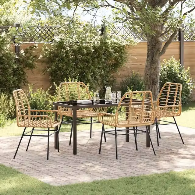 Set da Pranzo per Giardino 5 pz Marrone polyrattan 3380850