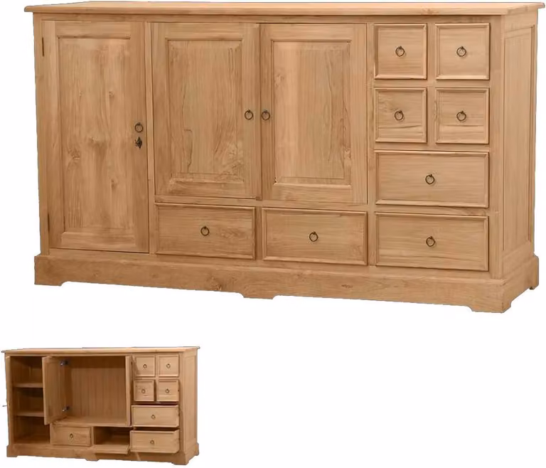 Mobile contenitore laterale in teak massello, Valbo, dimensioni 210x115 cm, resistente agli agenti atmosferici