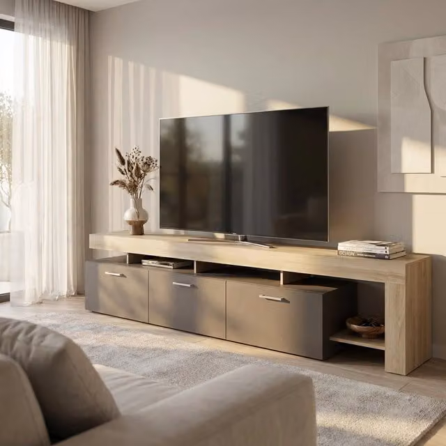 Porta tv di design con 3 cassetti in Legno Composito cm 220x40x52 - WALDO