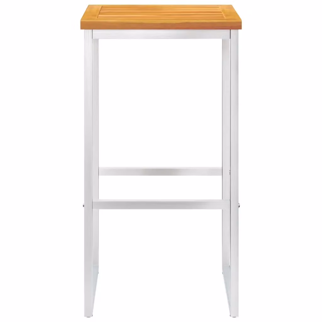 Set di 4 sgabelli da bar vidaXL in legno di acacia oliato e metallo, colore marrone, moderni