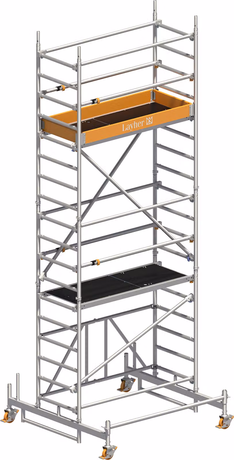 Ponteggio mobile Layher Zifa P2 con parapetto Uni Telegeländer 5,76 m AH