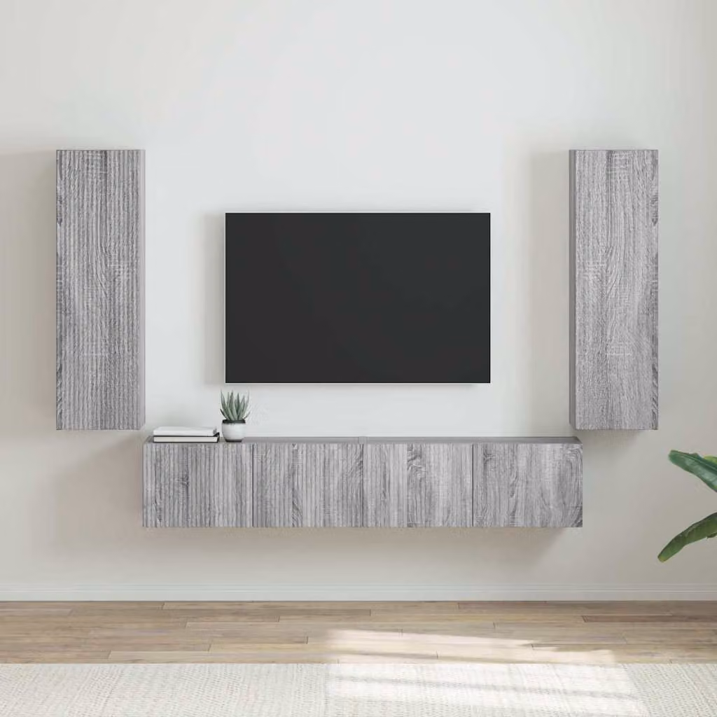 Set di 2 mobili TV da parete vidaXL in legno ingegnerizzato grigio Sonoma con design moderno