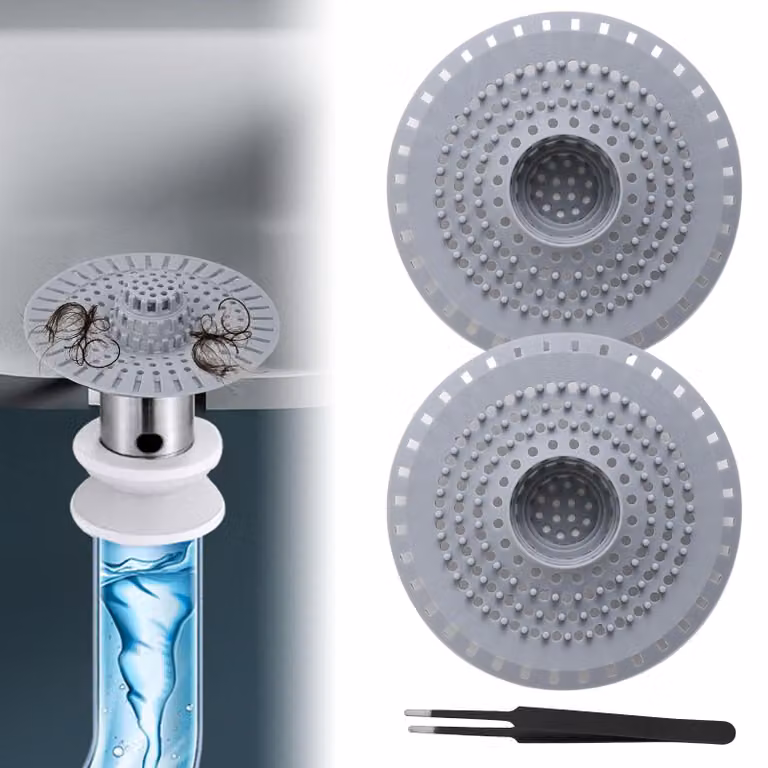 2 filtri in silicone per scarichi di lavandini, filtro per scarichi della doccia con ventosa, filtro per capelli