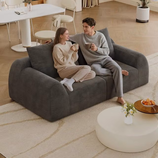 Divano 2 posti grigio scuro ¨C Minimal ¨C 190cm tessuto imbottito senza montaggio