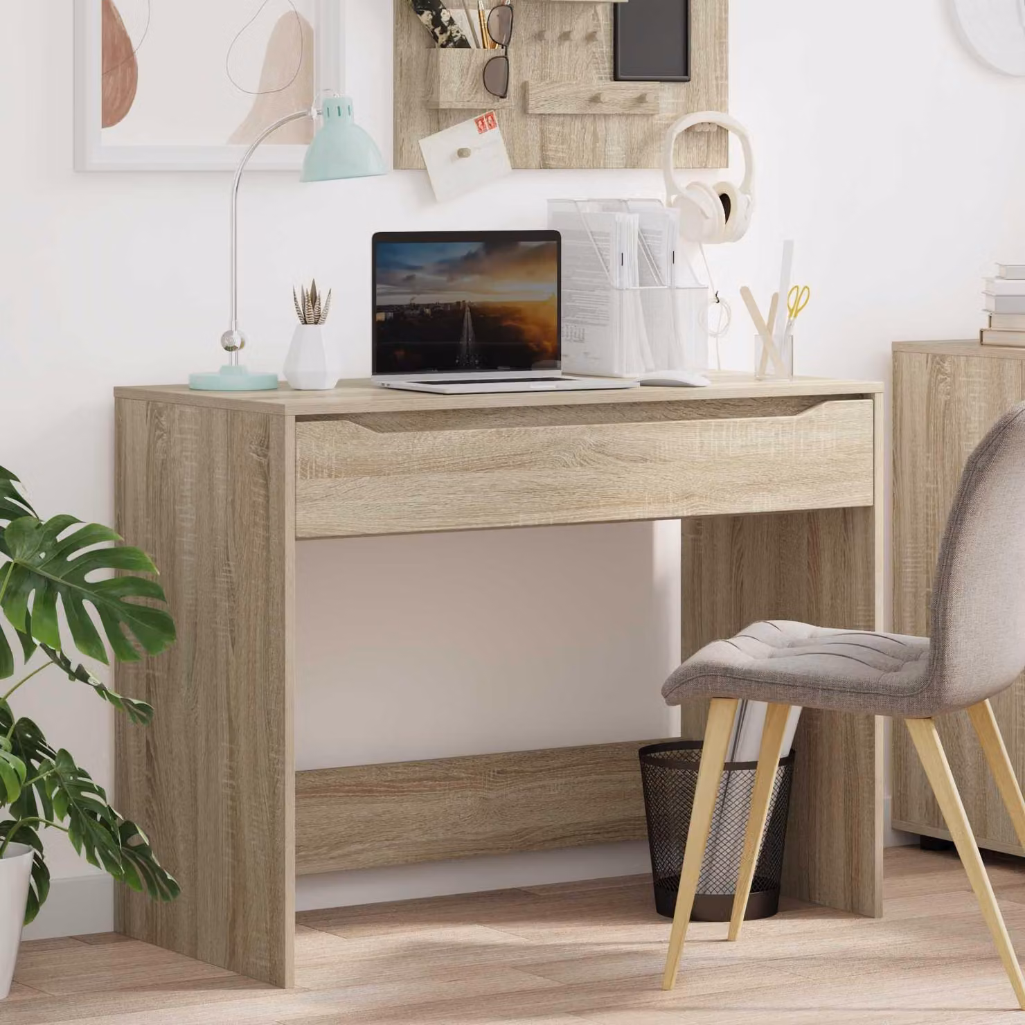 Maison Exclusive - Scrivania in legno effetto Sonoma, dimensioni 100 x 50 x 78 cm