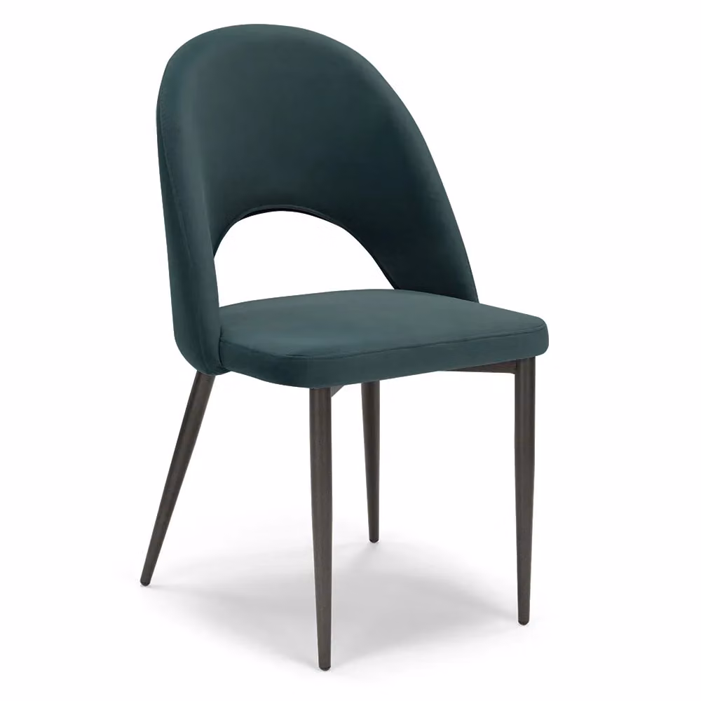 Set di 6 sedie imbottite SOLE Redokasa per sala da pranzo e soggiorno, design moderno con rivestimento in velluto idrorepellente, colore Petrolio e gambe coniche in metallo – 2
