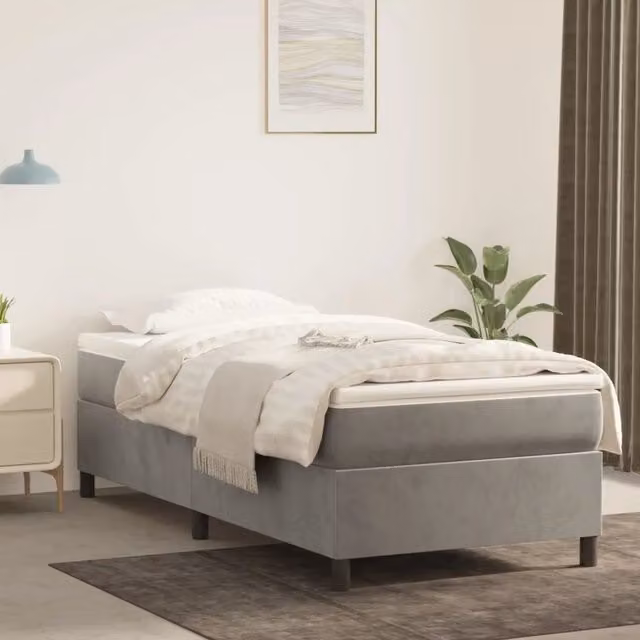 Giroletto a Molle con Materasso-Struttura Letto Grigio Chiaro 90x200 cm Velluto 819776