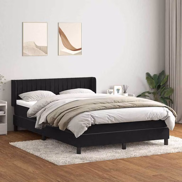 Maison Exclusive - Giroletto a Molle con Materasso Nero 160x210 cm in Velluto