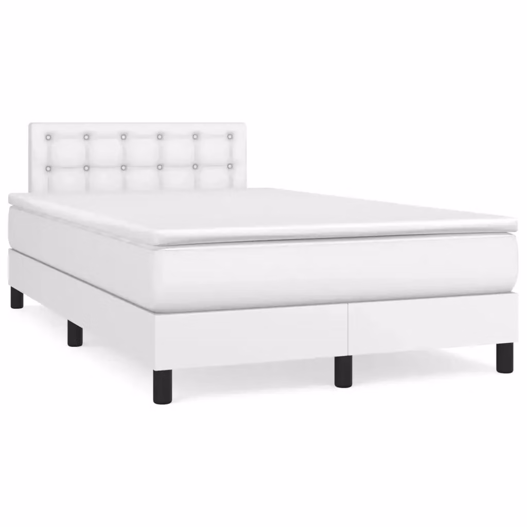 Letto Ibrido con Giroletto a Molle e Materasso vidaXL in Similpelle Bianco L/P/H: 120 x 200 cm – 2