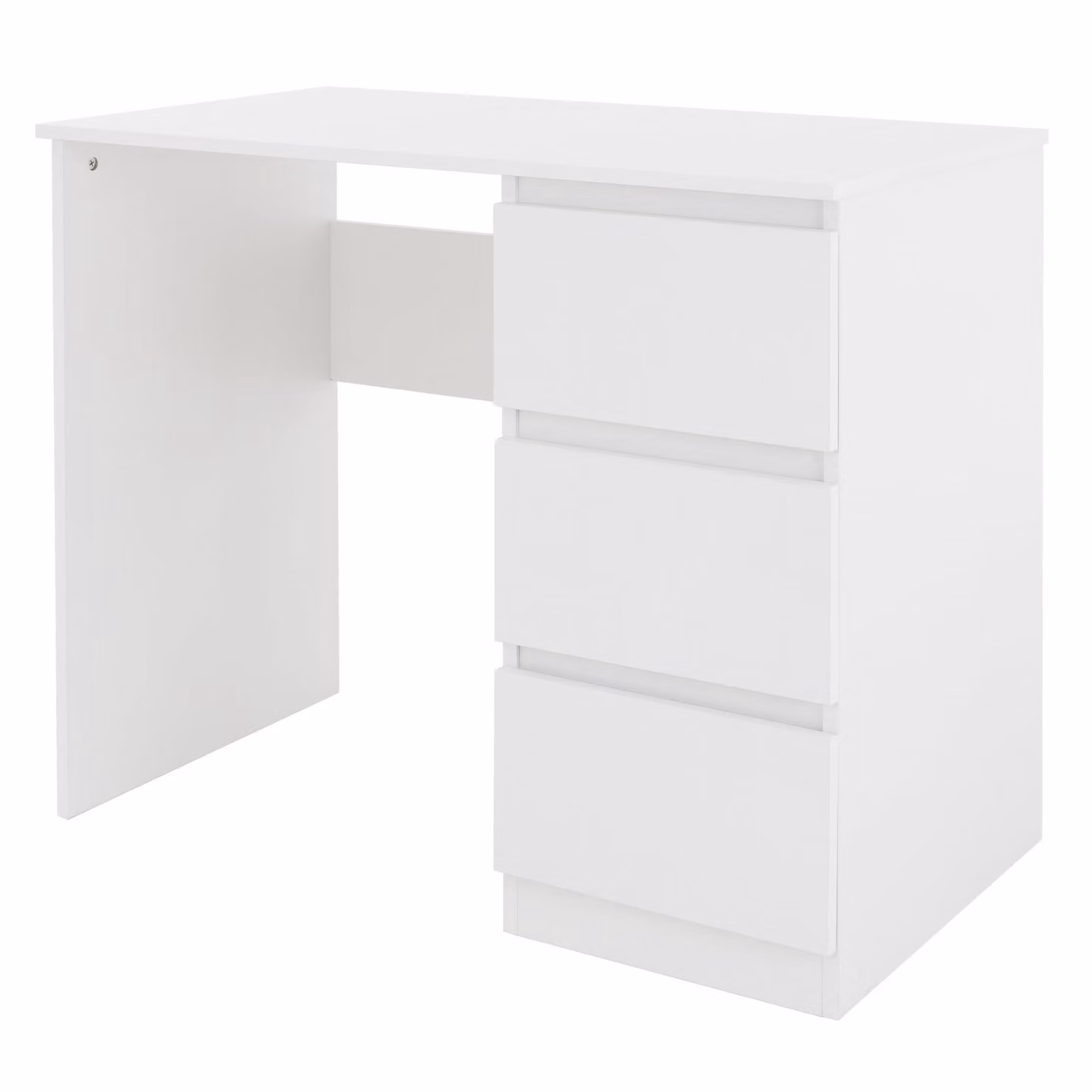 ML-Design scrivania con 3 cassetti, 90x76x50 cm, bianco opaco, molto spazio, moderno, per casa e ufficio