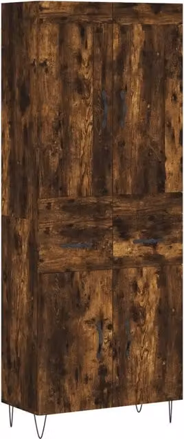 Credenza | Madia | Buffet da pranzo | Armadio da pranzo Rovere Fumo 69,5x34x180 cm in Legno Multistrato