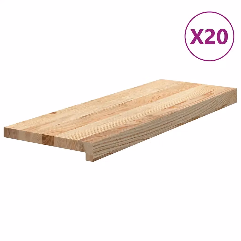Set di 20 gradini in rovere massello non trattato color marrone vidaXL L: 70 cm, P: 25 cm, H: 2 cm – 2
