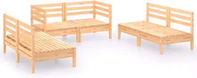 Set Divani da Giardino 6 pz | Set Salotto da Giardino in Legno Massello di Pino
