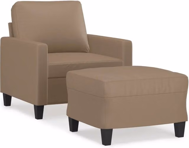 Poltrona | Sedia Relax con Poggiapiedi Cappuccino 60 cm in Similpelle