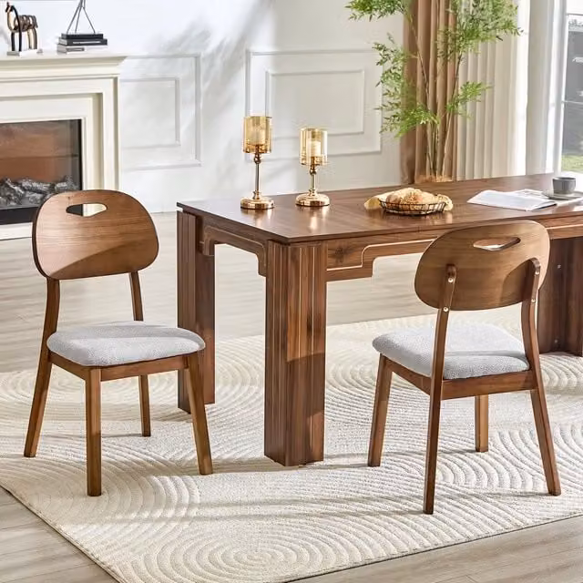 Set di 2 sedie da pranzo imbottite MINIMAL con schienale ovale in legno e tessuto grigio per cucina e soggiorno