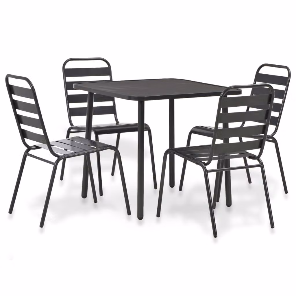 Maison Exclusive - Set da pranzo da giardino 5 pezzi in acciaio grigio scuro