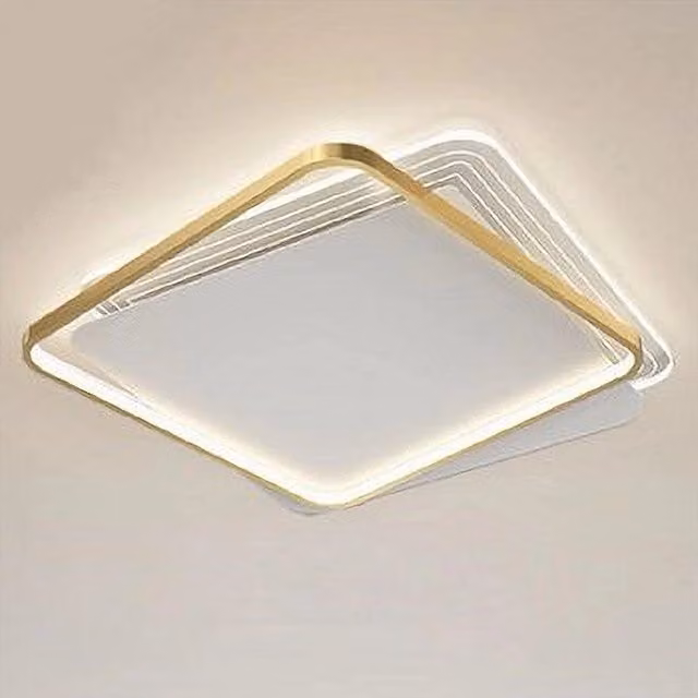 Plafoniera LED Quadrata Trade Shop Traesio Oro, Lampadario da Soffitto Moderno con Luce Naturale 35W