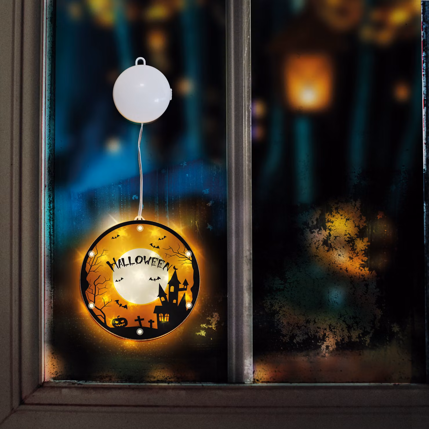 Lampada decorativa 3D di Halloween - 14 LED bianchi caldi - funzionamento a batteria