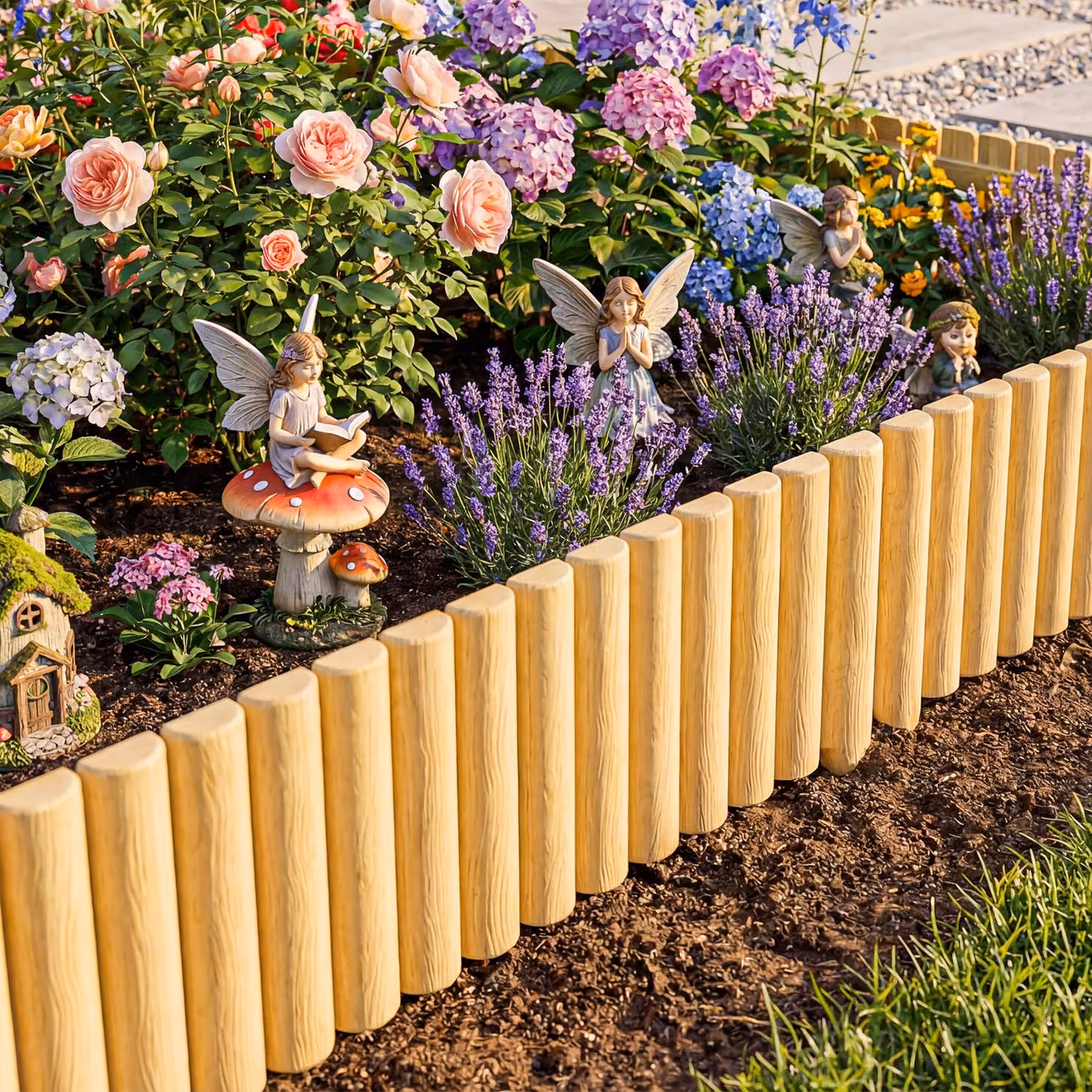 Recinzione da giardino in legno Outsunny Pannello decorativo naturale L: 176 cm, H: 38 cm – 2
