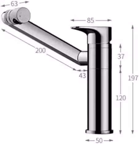 Miscelatore alto per lavabo - Rubinetteria da bagno - Girevole a 360° - Miscelatore monocomando - Argento - Finitura cromata