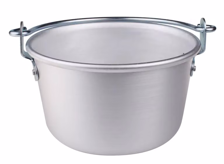 Paiolo con manico arco con orlo, diam.38cm