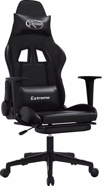 Sedia da Gaming | Sedia da e-sports con Poggiapiedi Nero in Similpelle