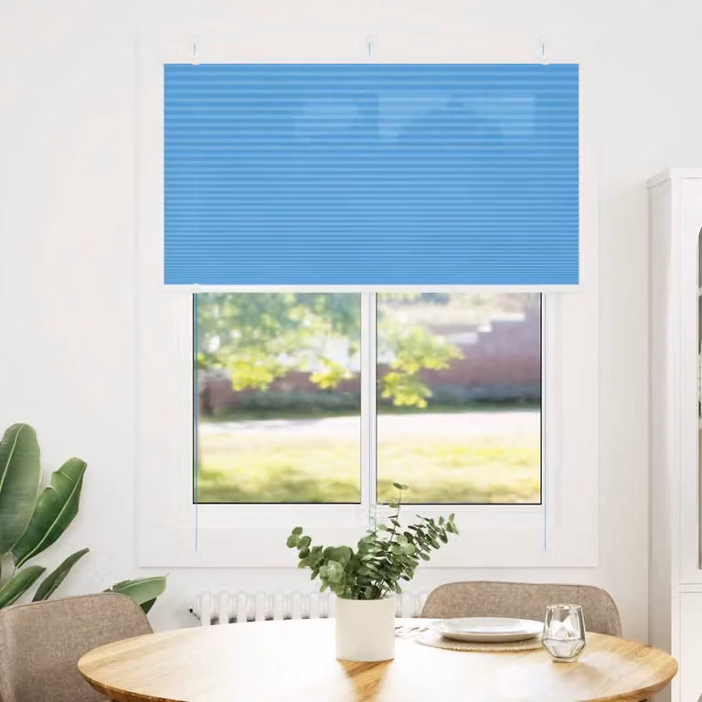 vidaXL Tenda Plissettata Blu 105x100 cm Larghezza Tessuto 104,4 cm