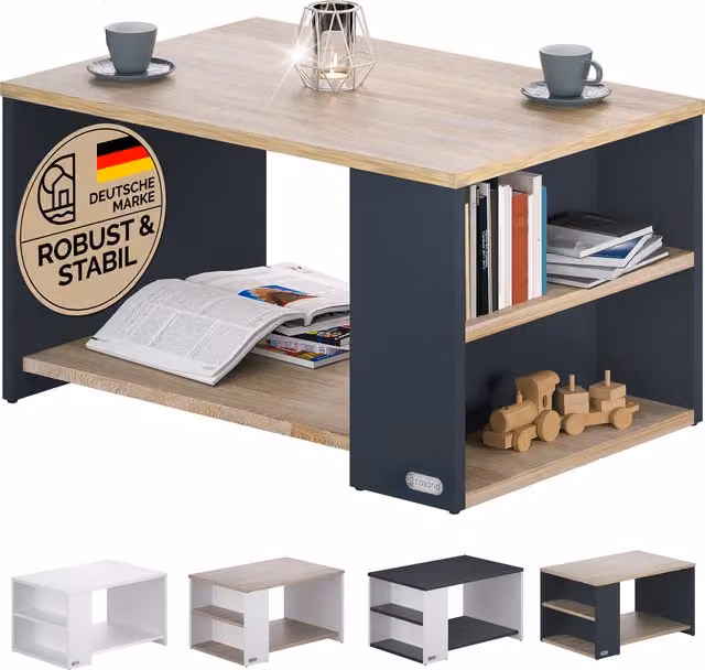 Tavolino da soggiorno Casaria Santa Cruz rettangolare in legno e mdf, grigio e multicolore, L: 90 cm, P: 60 cm, H: 50 cm